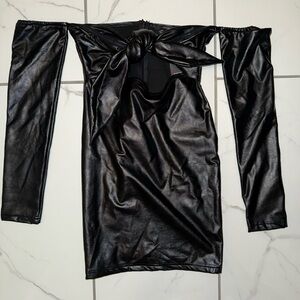 Forever 21 Black Off-Shoulder Faux Leather Dress